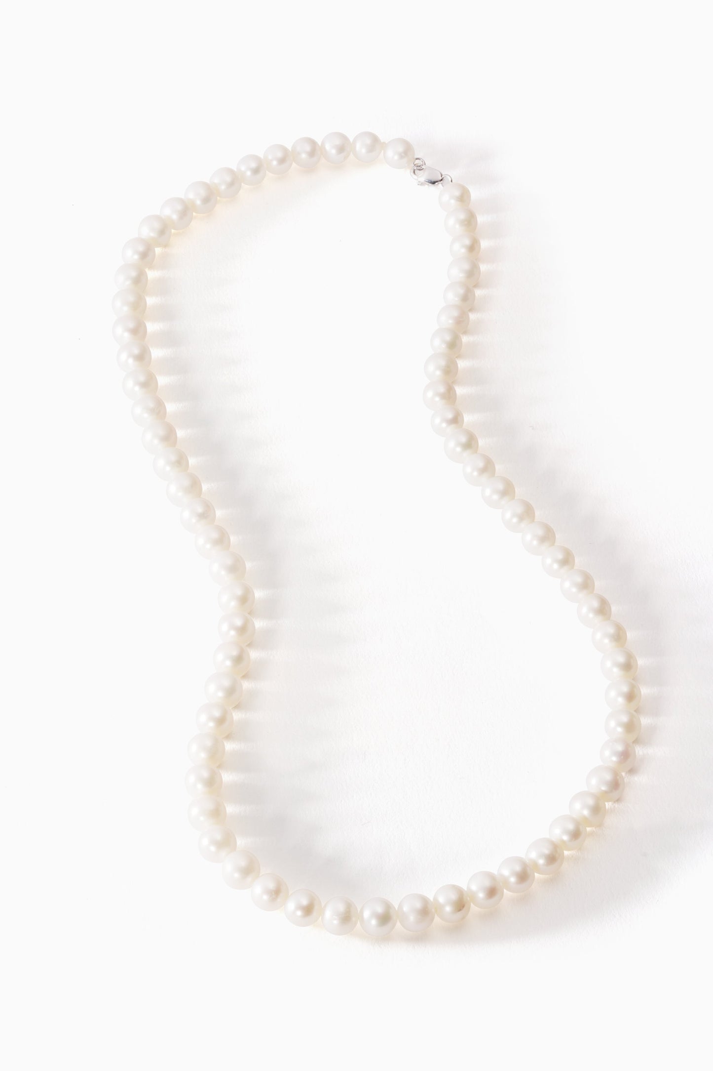 9ct White Gold Single Strand Pearl Necklace-0