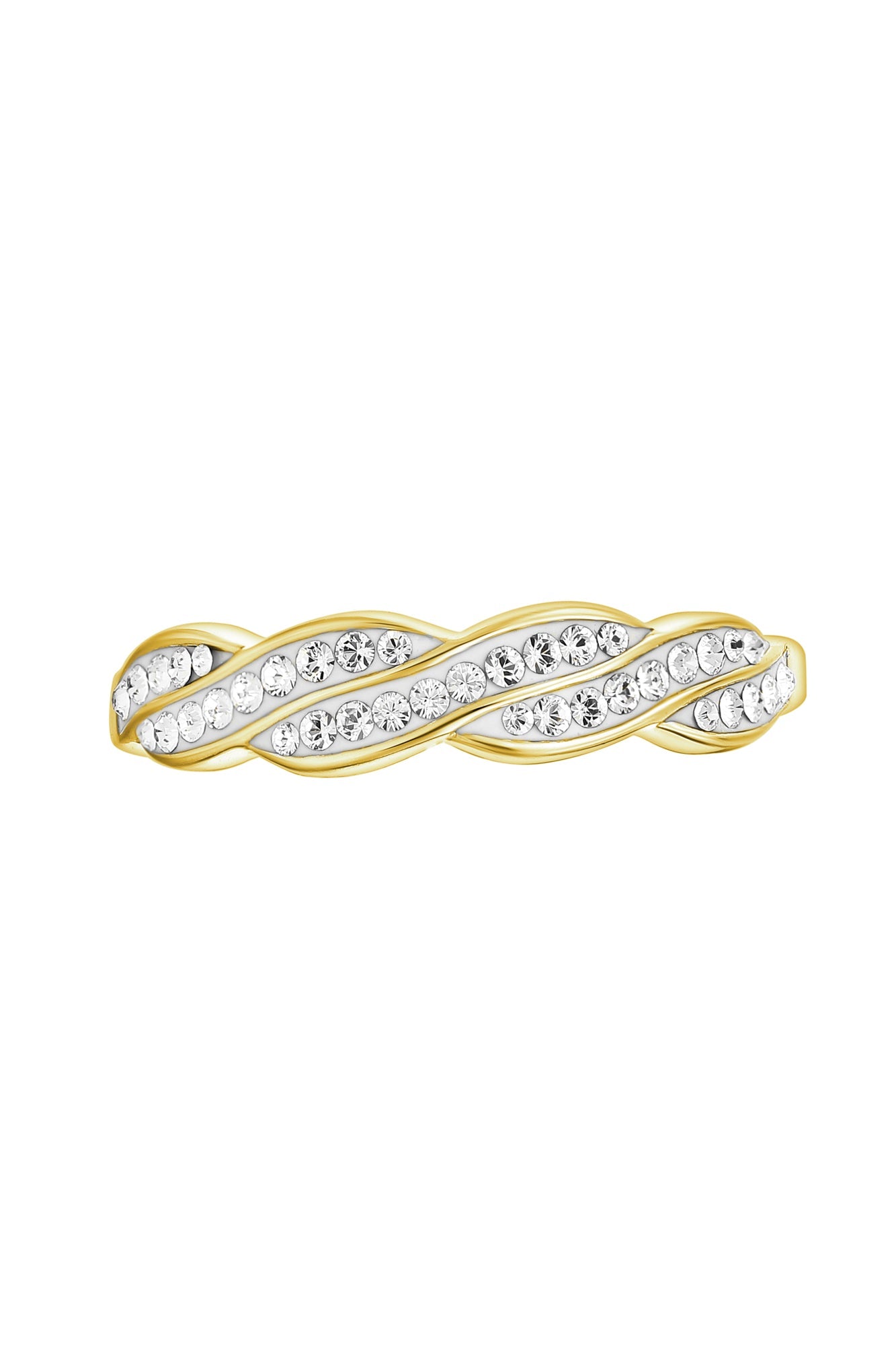 Sterling Silver Gold Plated Crystal Wave Ring-1