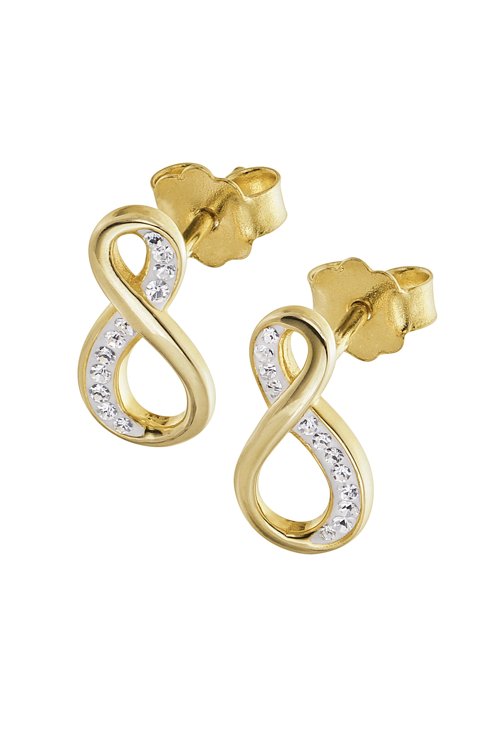 Sterling Silver Gold Plated Crystal Infinity Stud Earrings-2