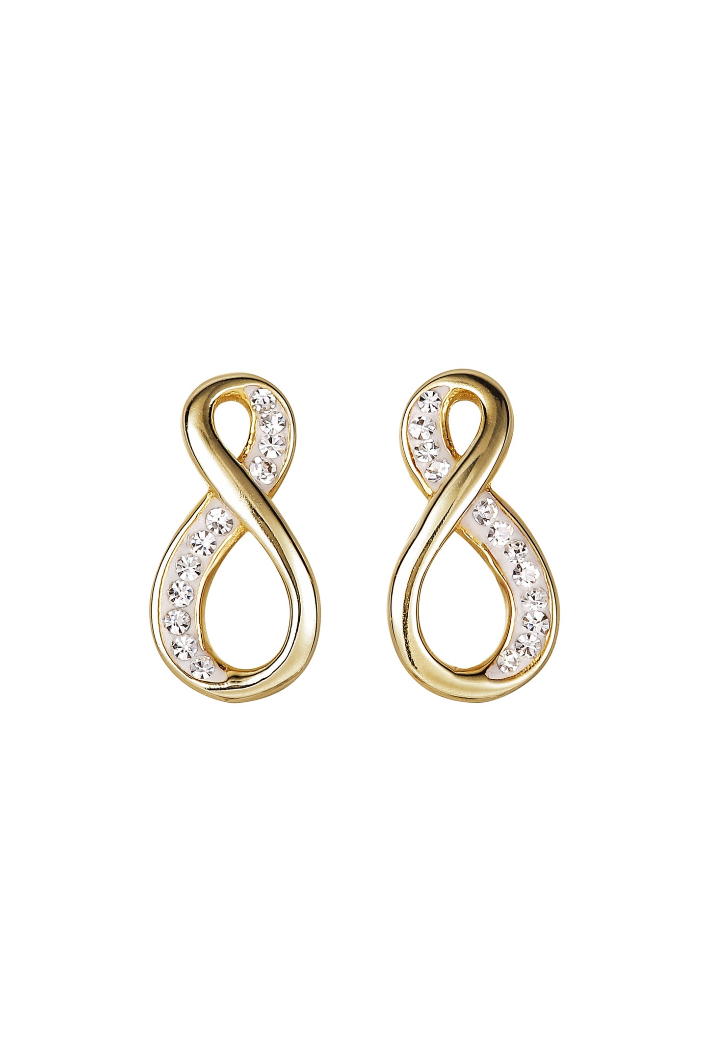 Sterling Silver Gold Plated Crystal Infinity Stud Earrings-0