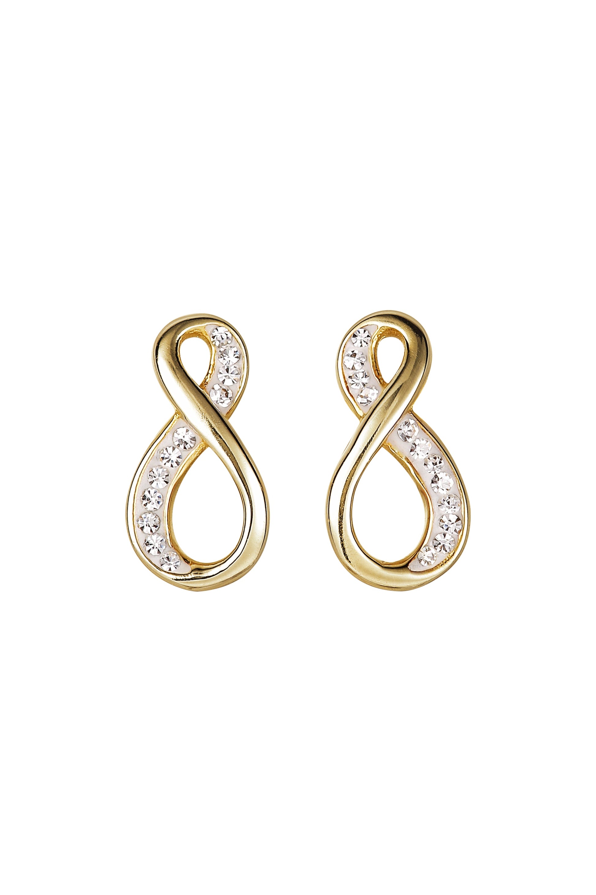 Sterling Silver Gold Plated Crystal Infinity Stud Earrings-0