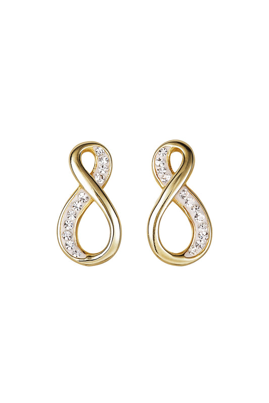 Sterling Silver Gold Plated Crystal Infinity Stud Earrings-0