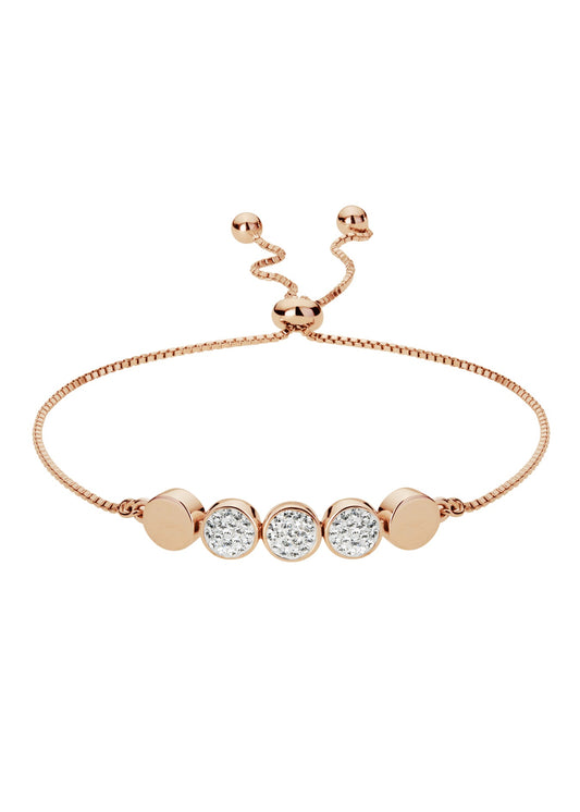 Sterling Silver Rose Gold Plated Crystal Adjustable Bracelet-0