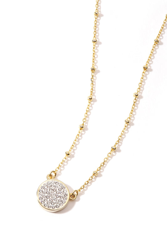 Sterling Silver Gold Plated Crystal Disc Beaded Choker Necklace-0