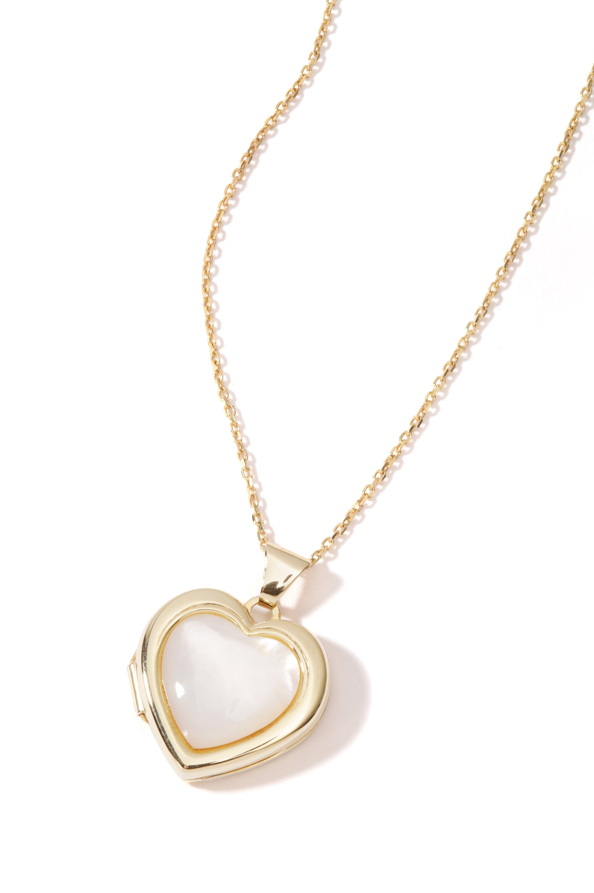 Sterling Silver Gold Plated Mother of Pearl Heart Locket-0