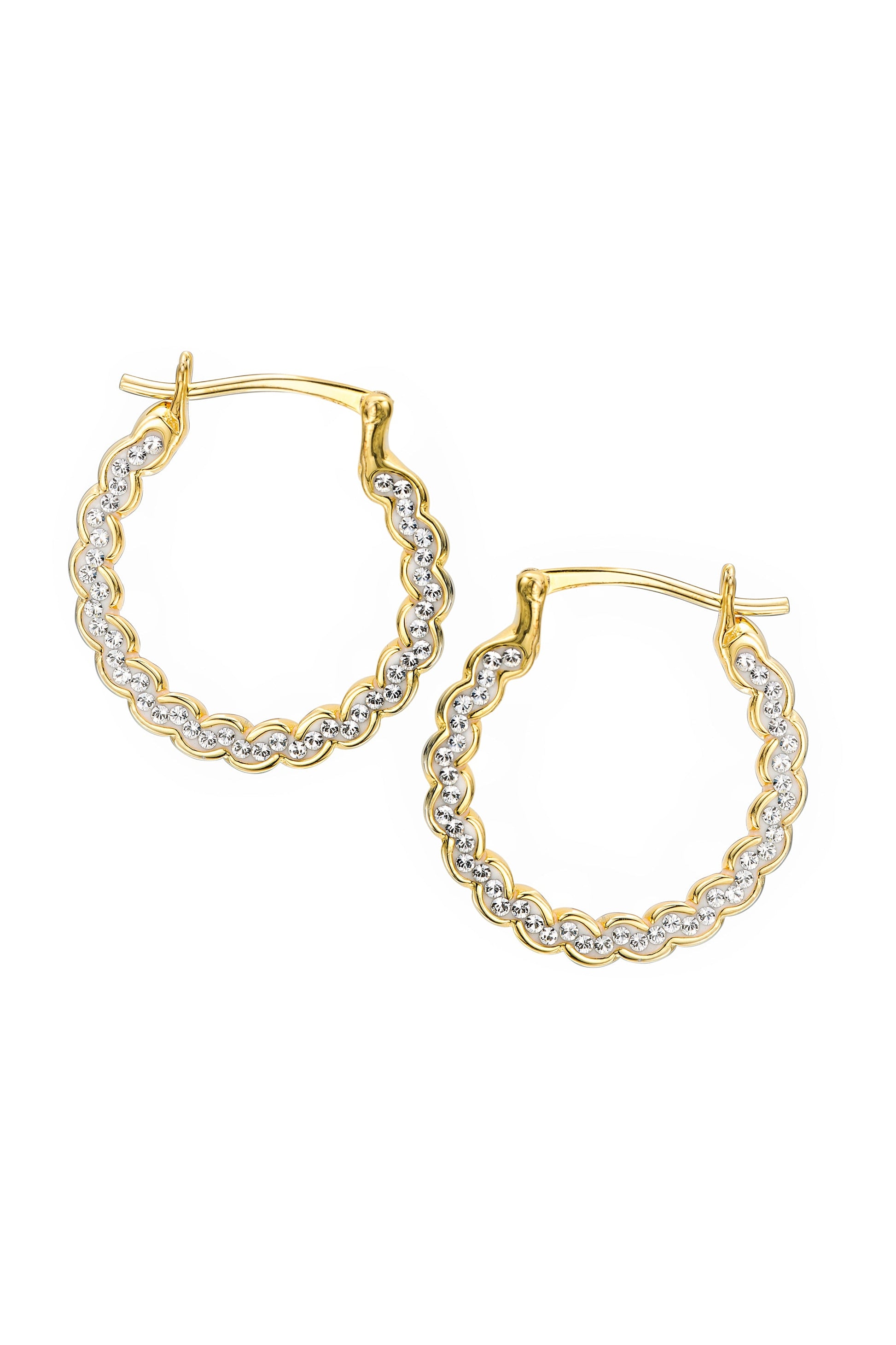 Sterling Silver Gold Plated Crystal Swirl Creole Earrings-0