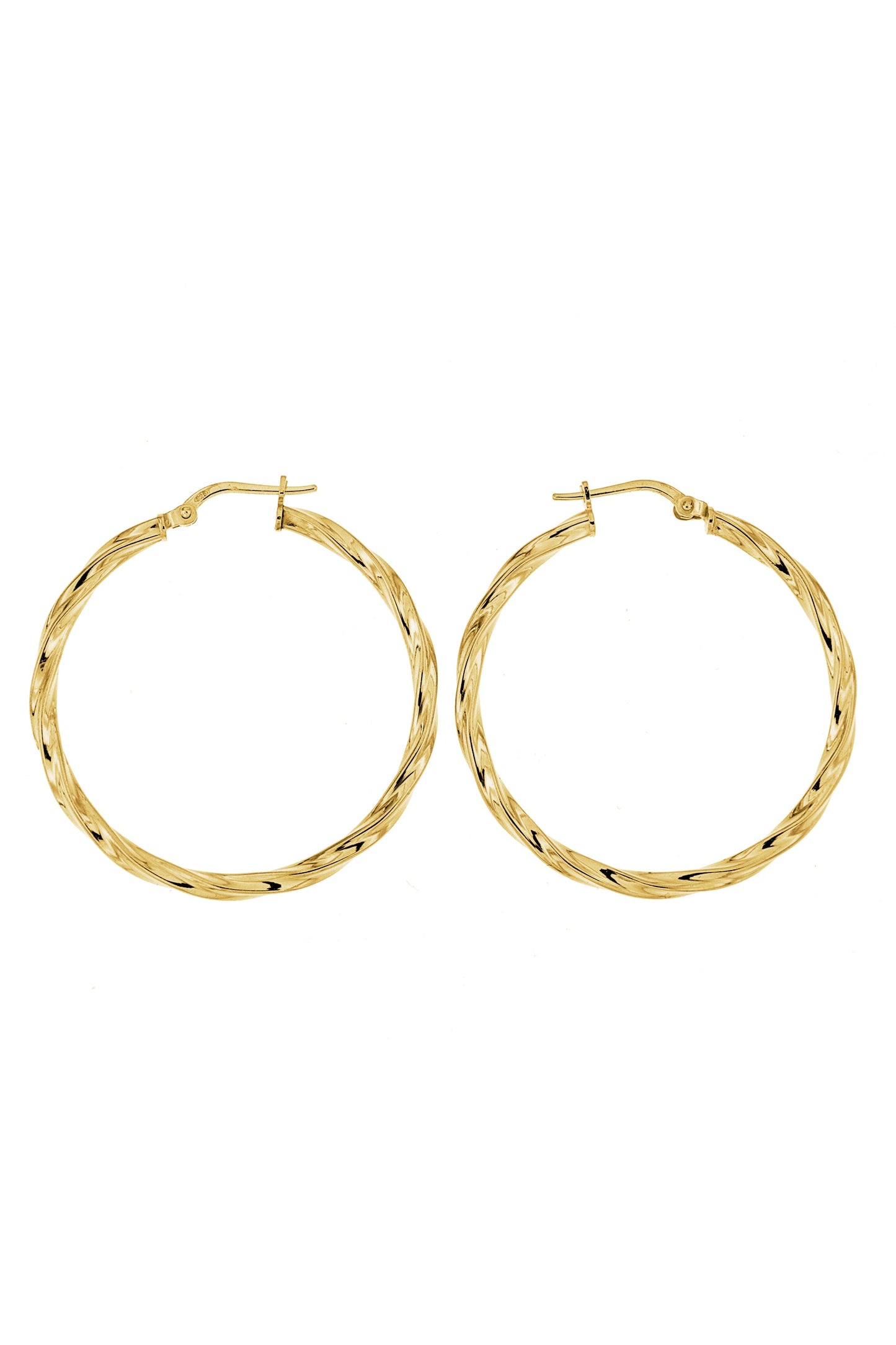 Sterling Silver Gold Plated Twist Creole Earrings-0