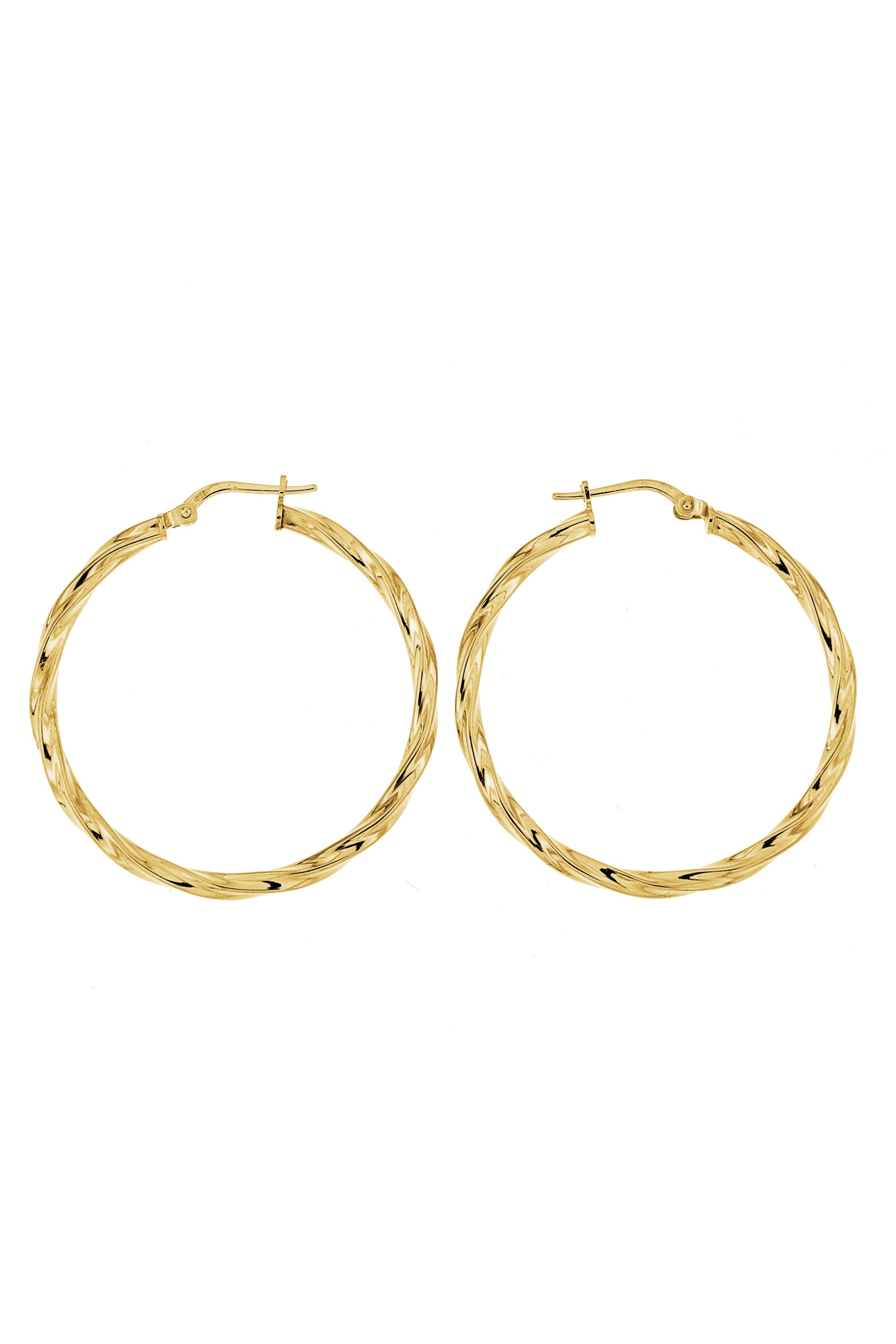 Sterling Silver Gold Plated Twist Creole Earrings-0