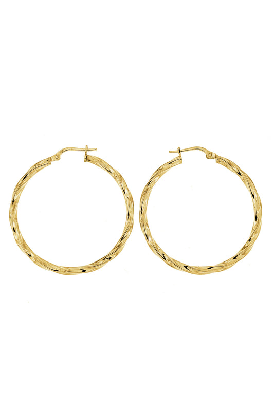 Sterling Silver Gold Plated Twist Creole Earrings-0