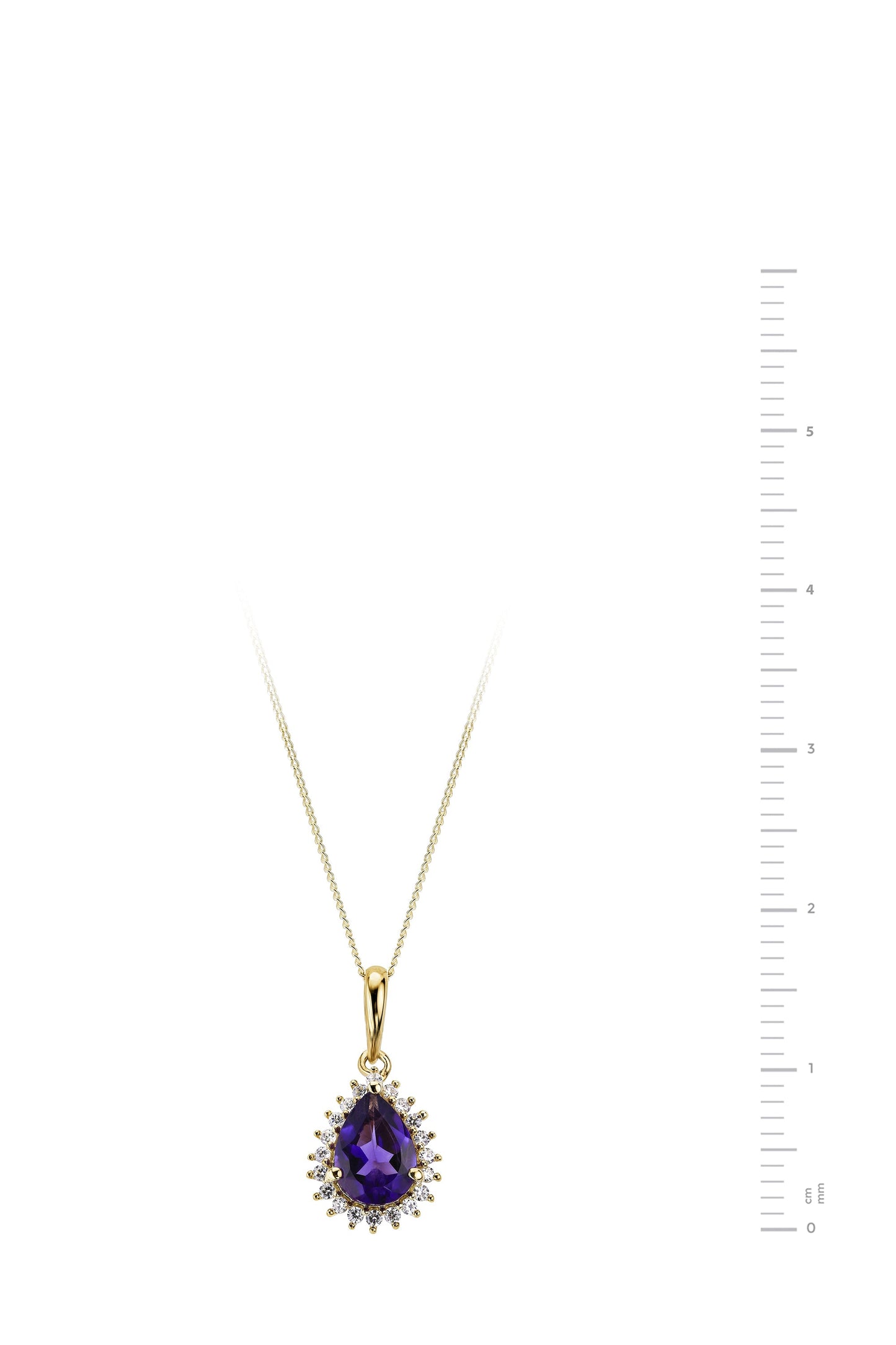 9ct Yellow Gold Amethyst and Diamond Cluster Pendant Necklace-2