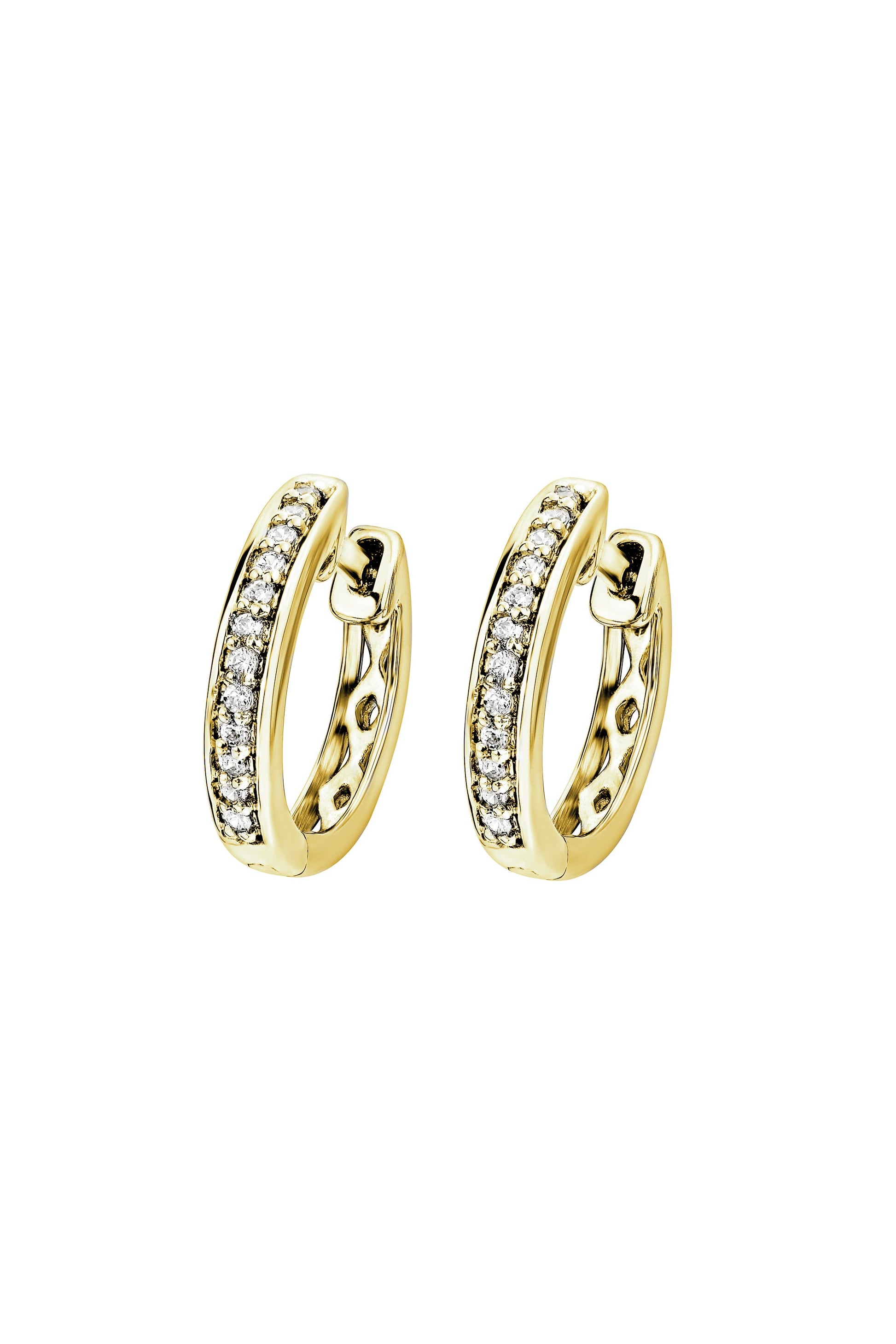 9ct Yellow Gold 0.10ct Diamond Hoop Earrings-0