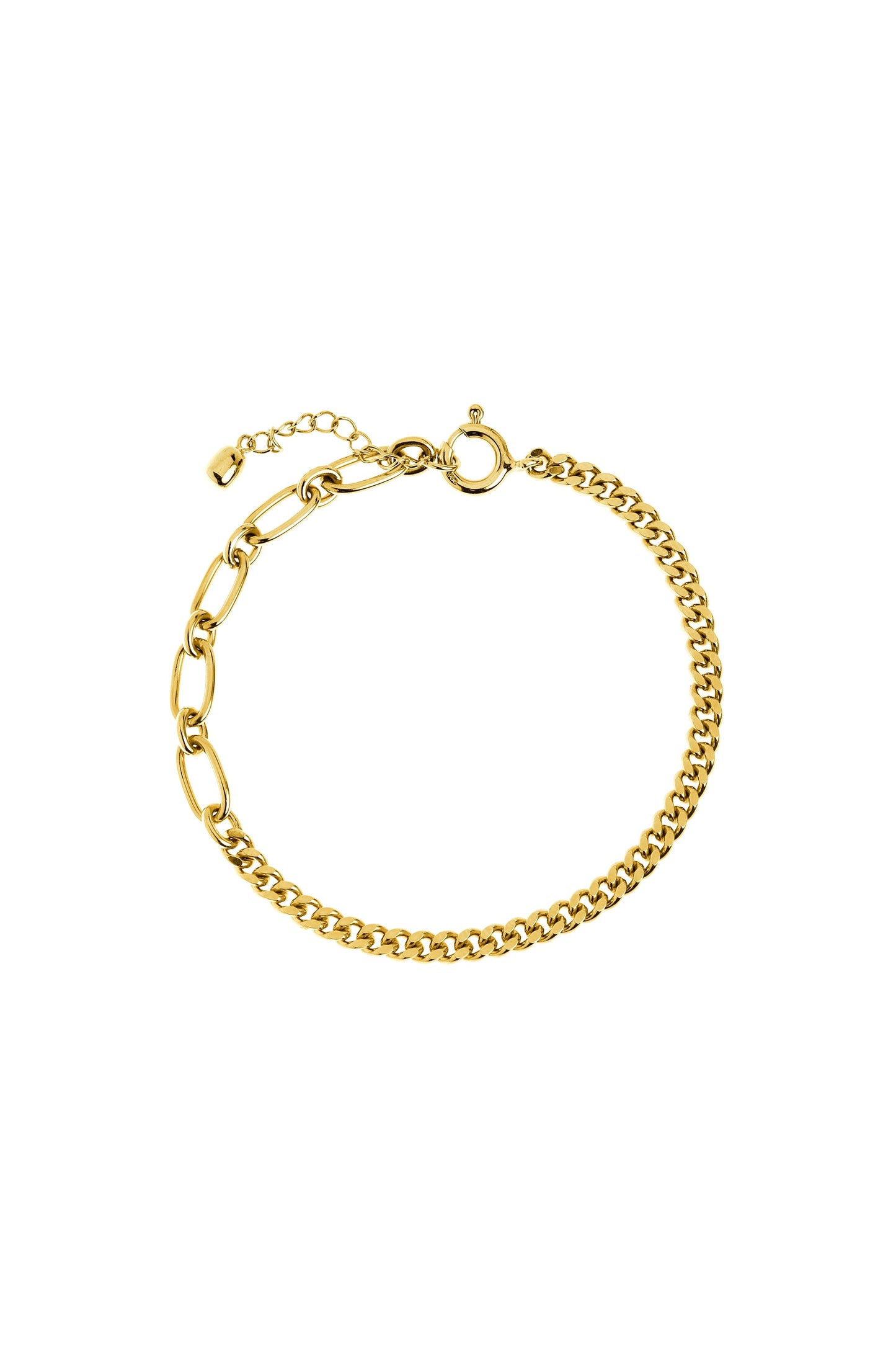 14ct Gold Plated Sterling Silver Curb and Oval Link Bracelet-0