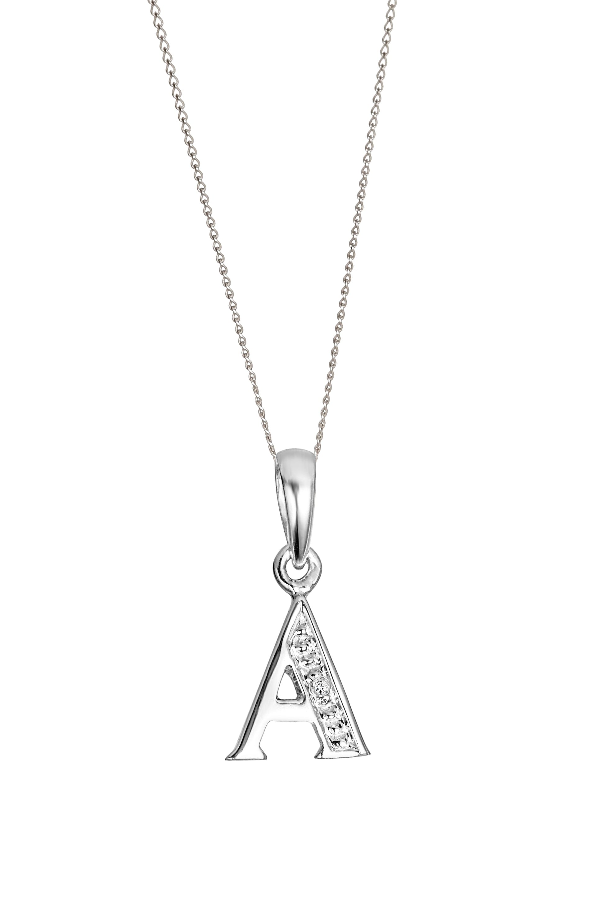 9ct White Gold Diamond Initial Pendant-0