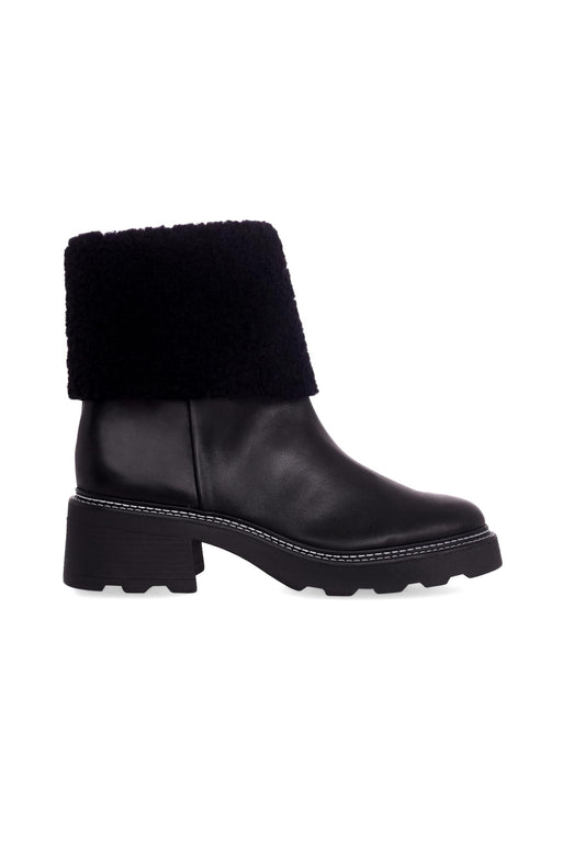 Black Ankle Boots with Stylish Shearling Detail