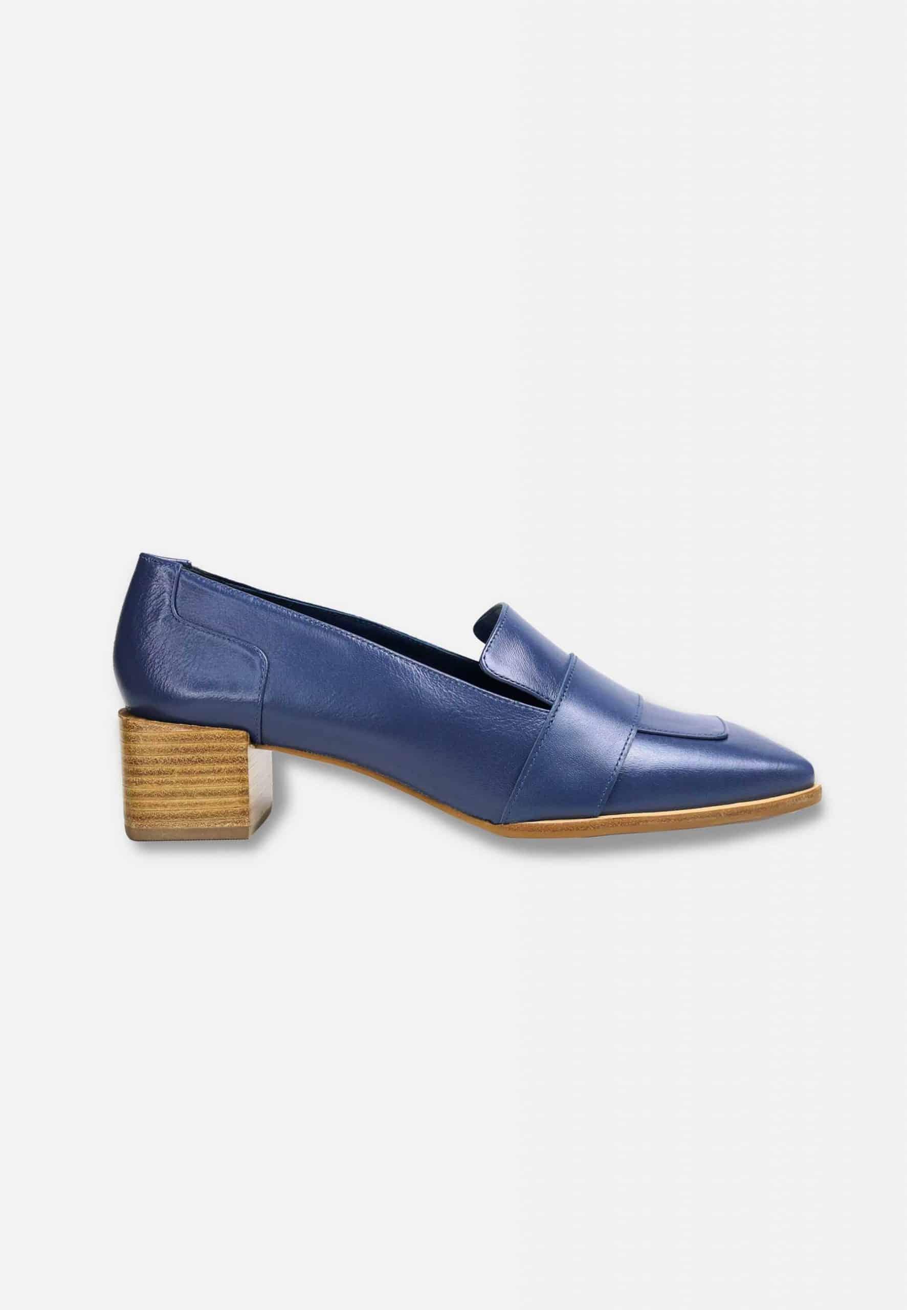 Ladies Blue Classic Premium Leather Loafers