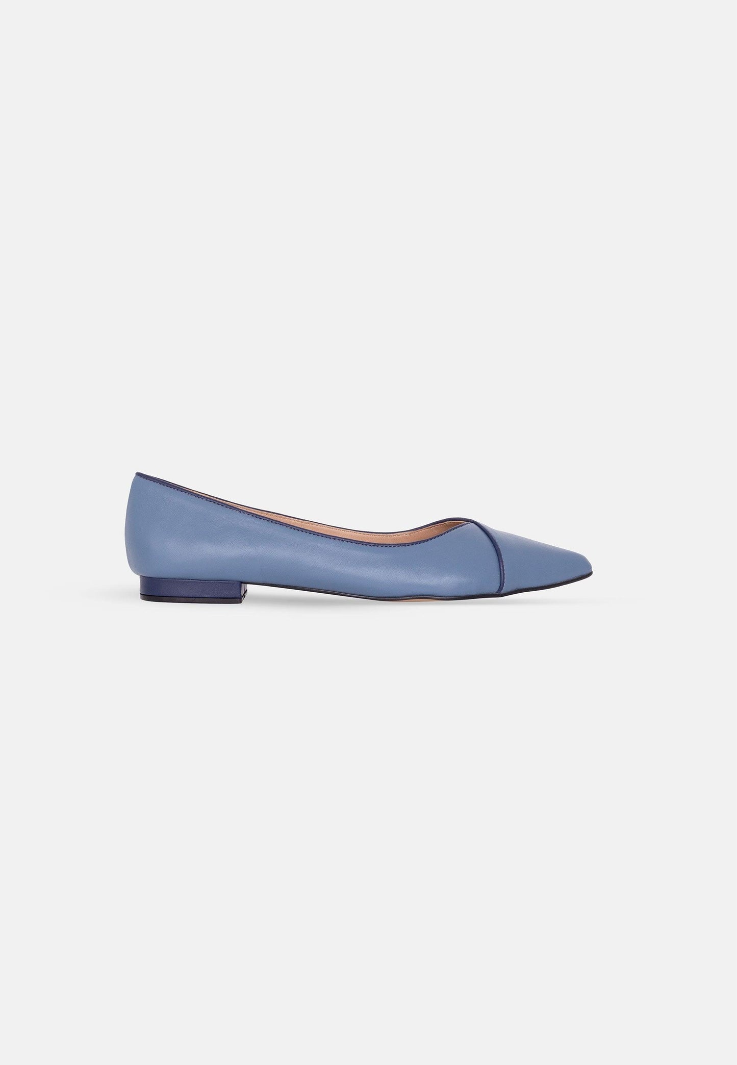 Ladies Classic Blue Leather Ballerinas.