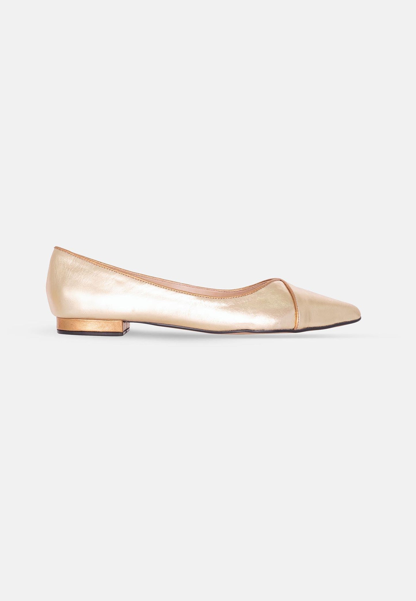 Ladies Classic Golden Leather Ballerinas.