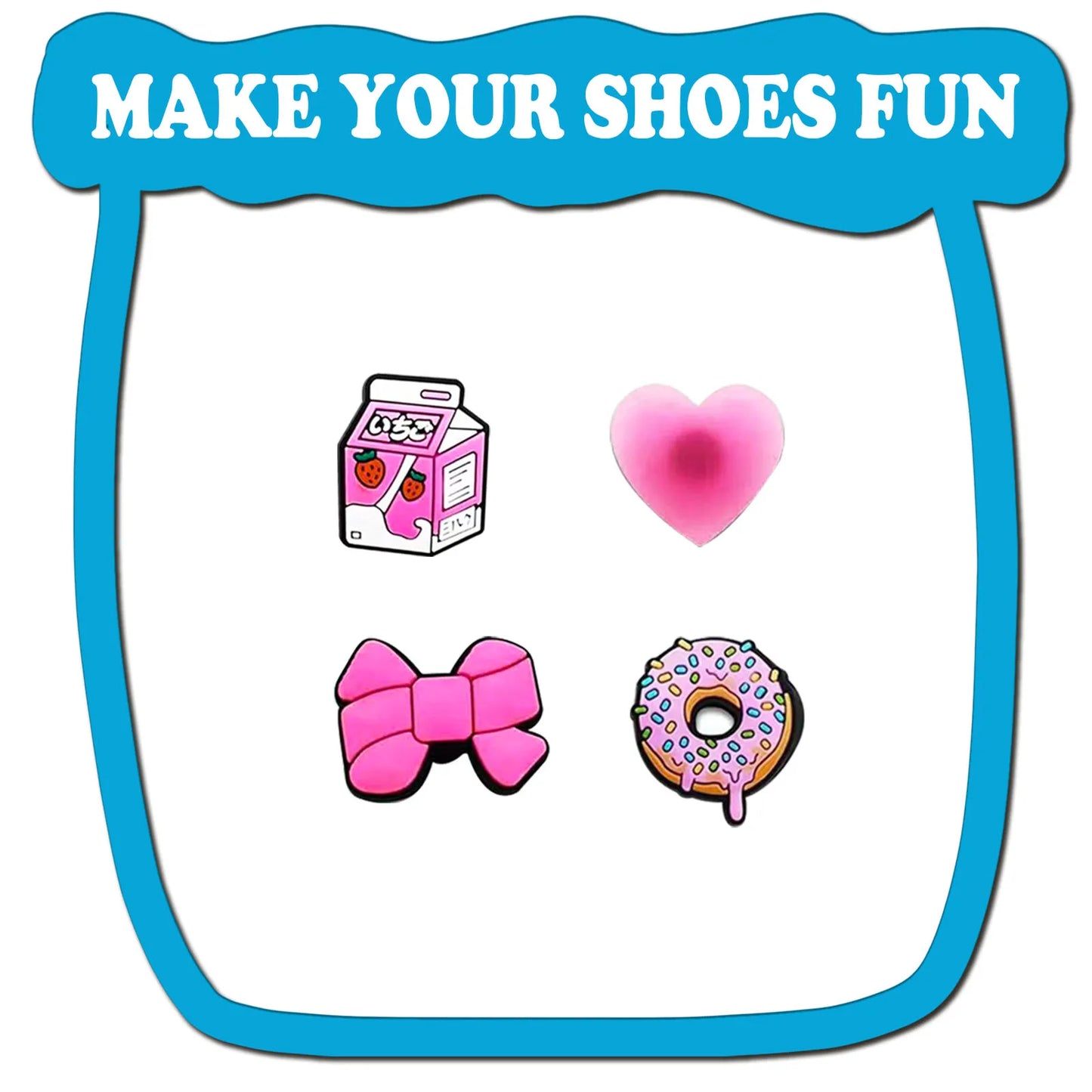 35 Piece Fun Pink Shoe Charms For Clogs, Sandals and Bubble Slides