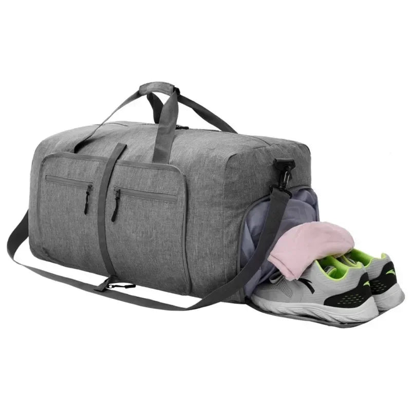 Women's Large Foldable Waterproof 85L Grey Travel Bag