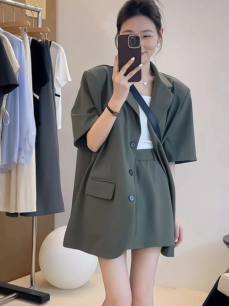 Women's Smart Two Piece Short Sleeve Office Suit