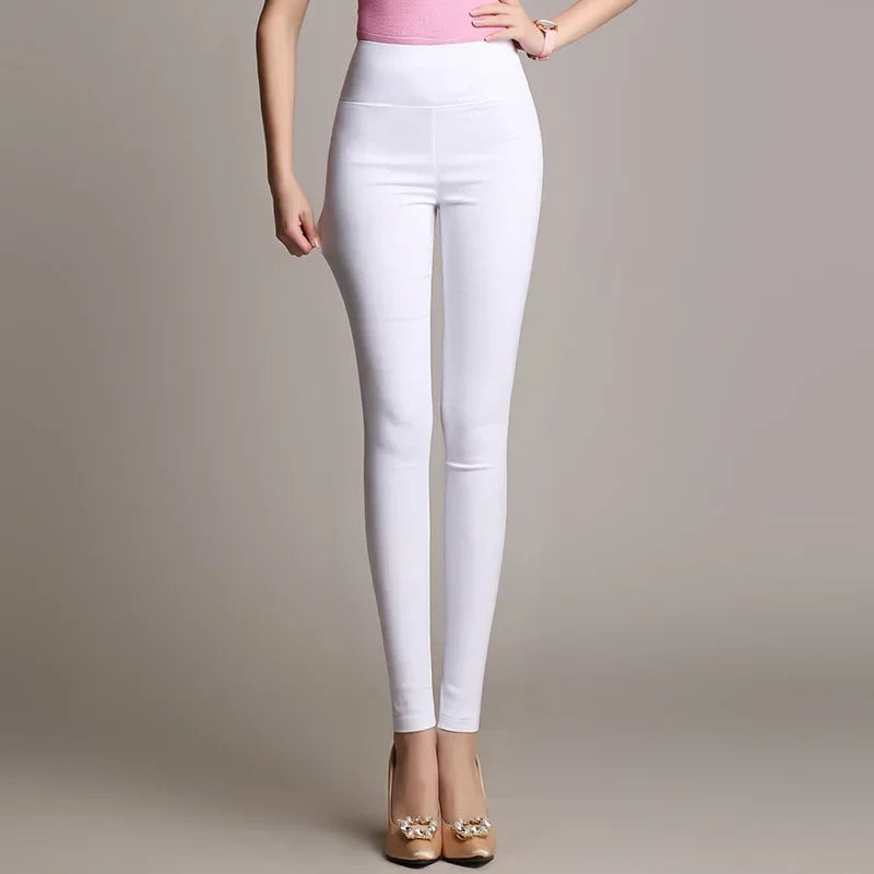 Women's High Waist Elasticated Skinny Fit Trousers