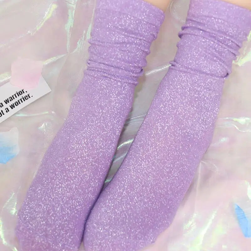 Women's 3 pairs of High Quality Candy Coloured Glitter fashion Socks