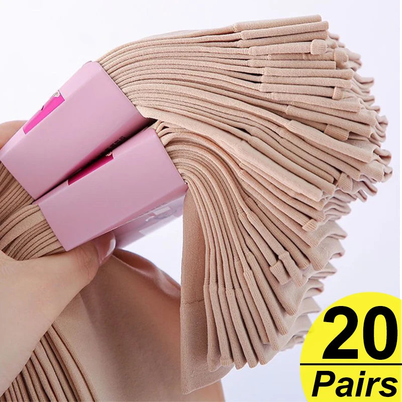 Women's 20 Pack of Transparent Skin Colour Ultra Thin Nylon Socks