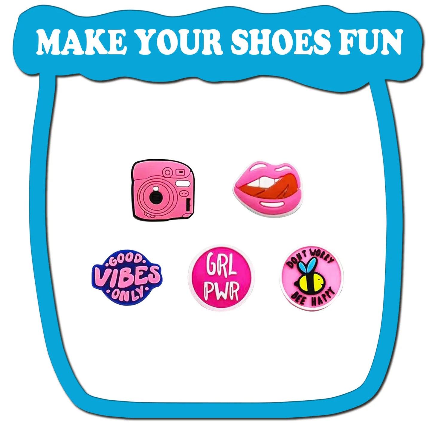 35 Piece Fun Pink Shoe Charms For Clogs, Sandals and Bubble Slides