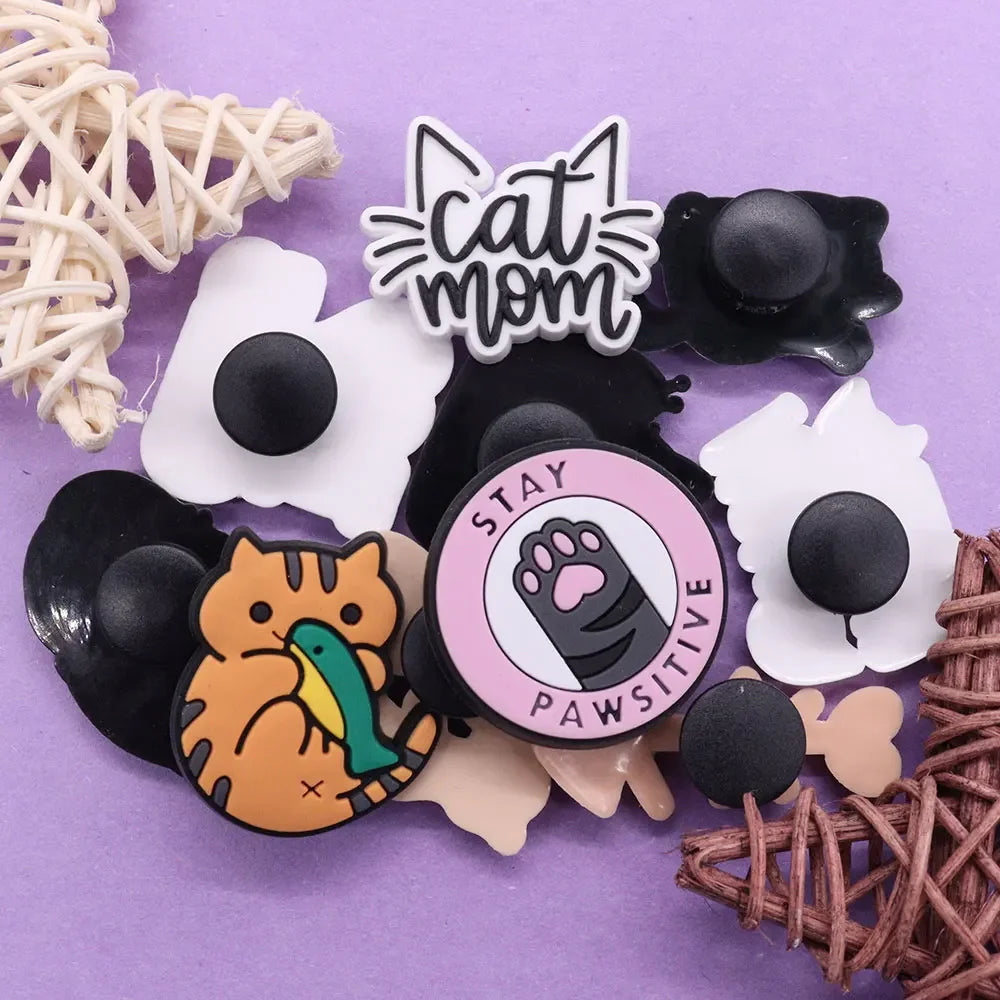 1-22pcs Cute Cats Cartoon Shoe Charms for Crocs and Clogs