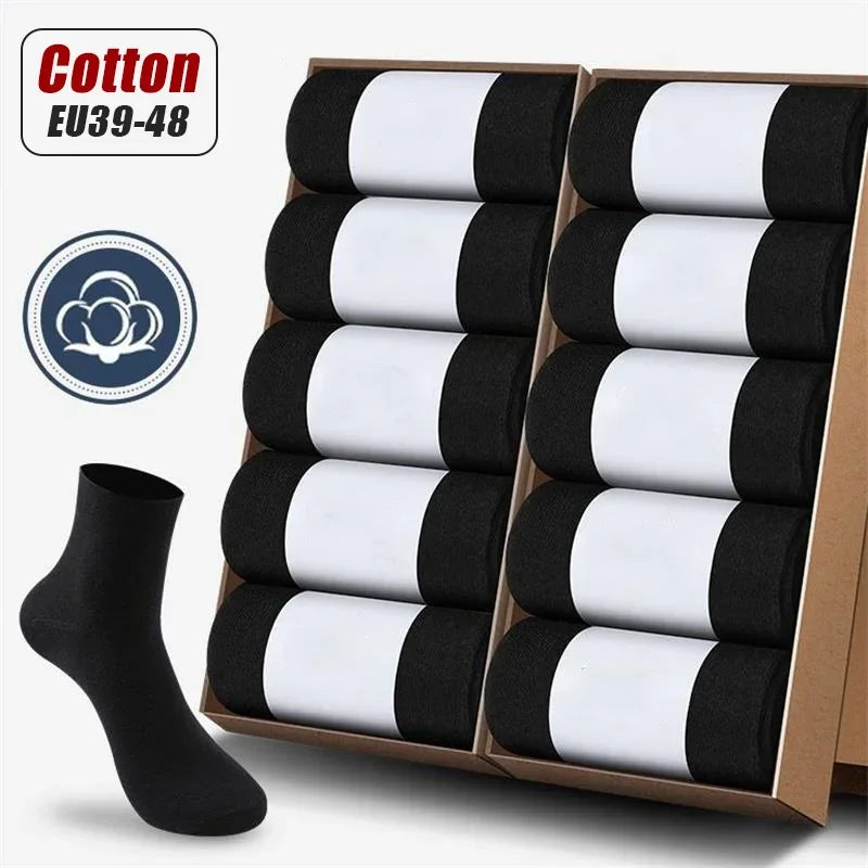 Men's Black Breathable Cotton Socks 10 Pack