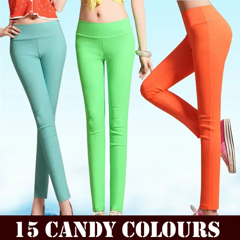 Women's High Waist Elasticated Skinny Fit Trousers