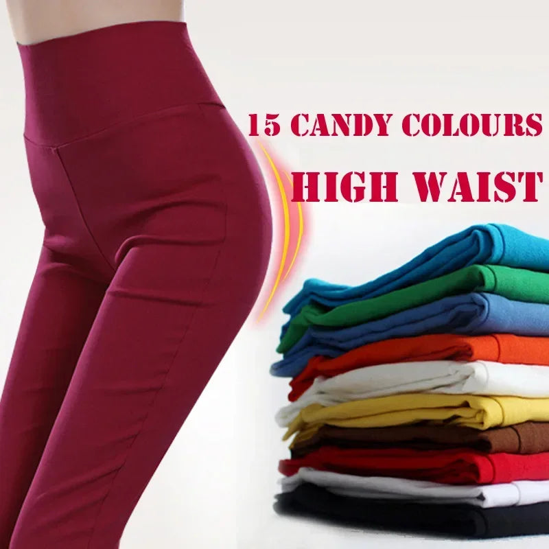 Women's High Waist Elasticated Skinny Fit Trousers