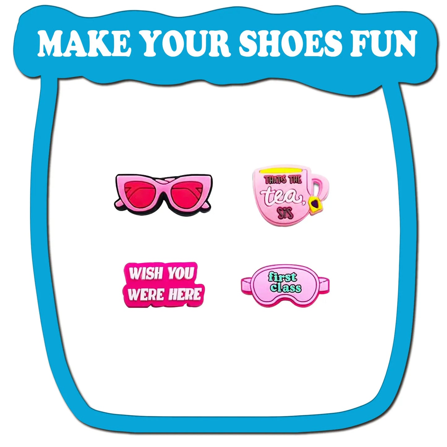 35 Piece Fun Pink Shoe Charms For Clogs, Sandals and Bubble Slides