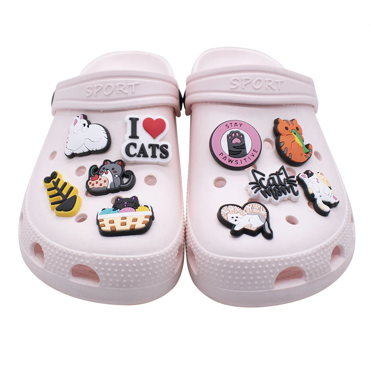 1-22pcs Cute Cats Cartoon Shoe Charms for Crocs and Clogs