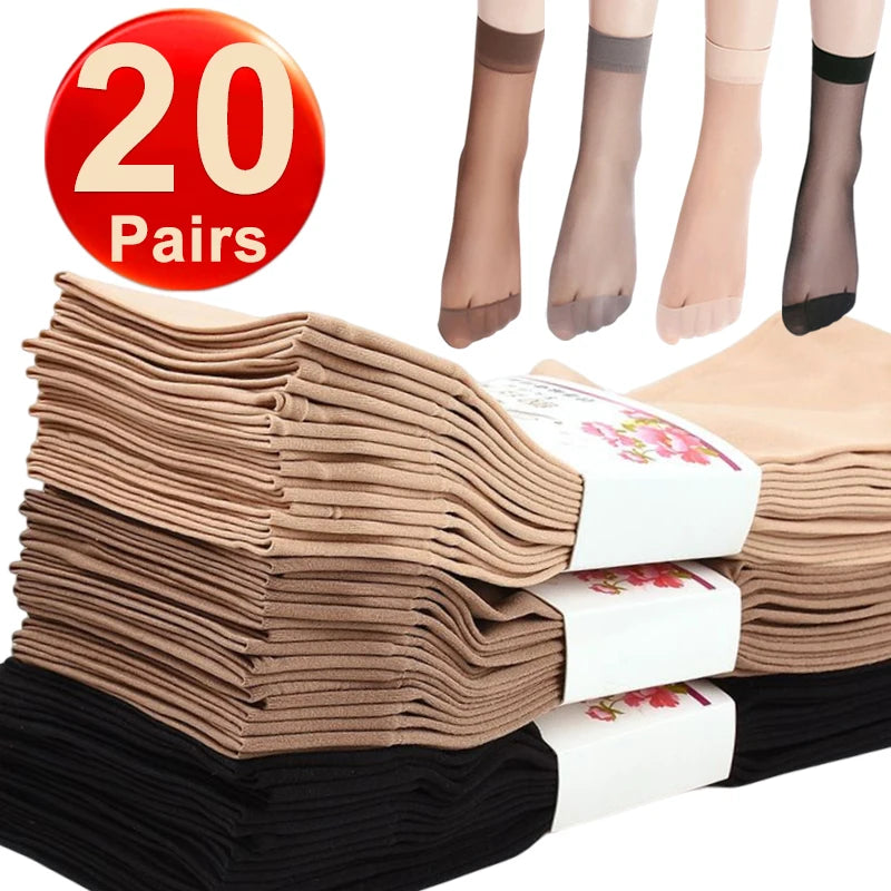 Women's 20 Pack of Transparent Skin Colour Ultra Thin Nylon Socks