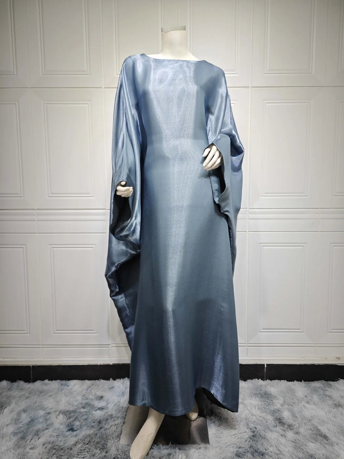 Women's Stylish Silky Abaya with Batwing Sleeves Dress