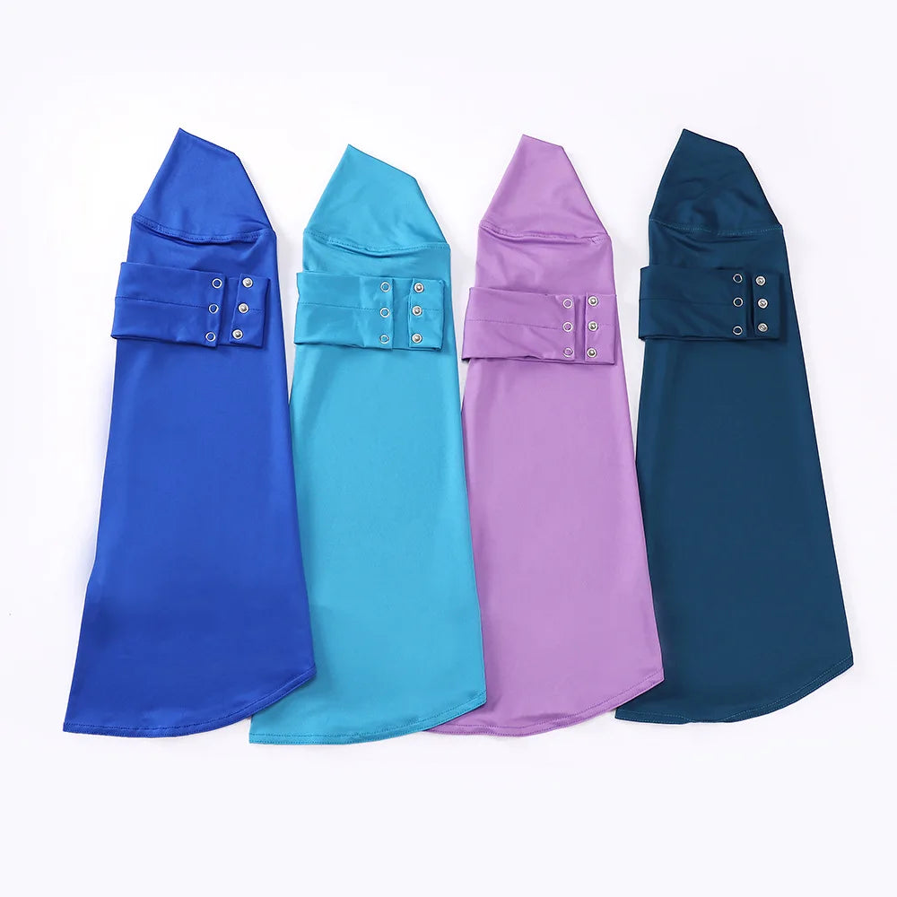 Women's New Blue Instant Jersey Hijab with Snap Fastener