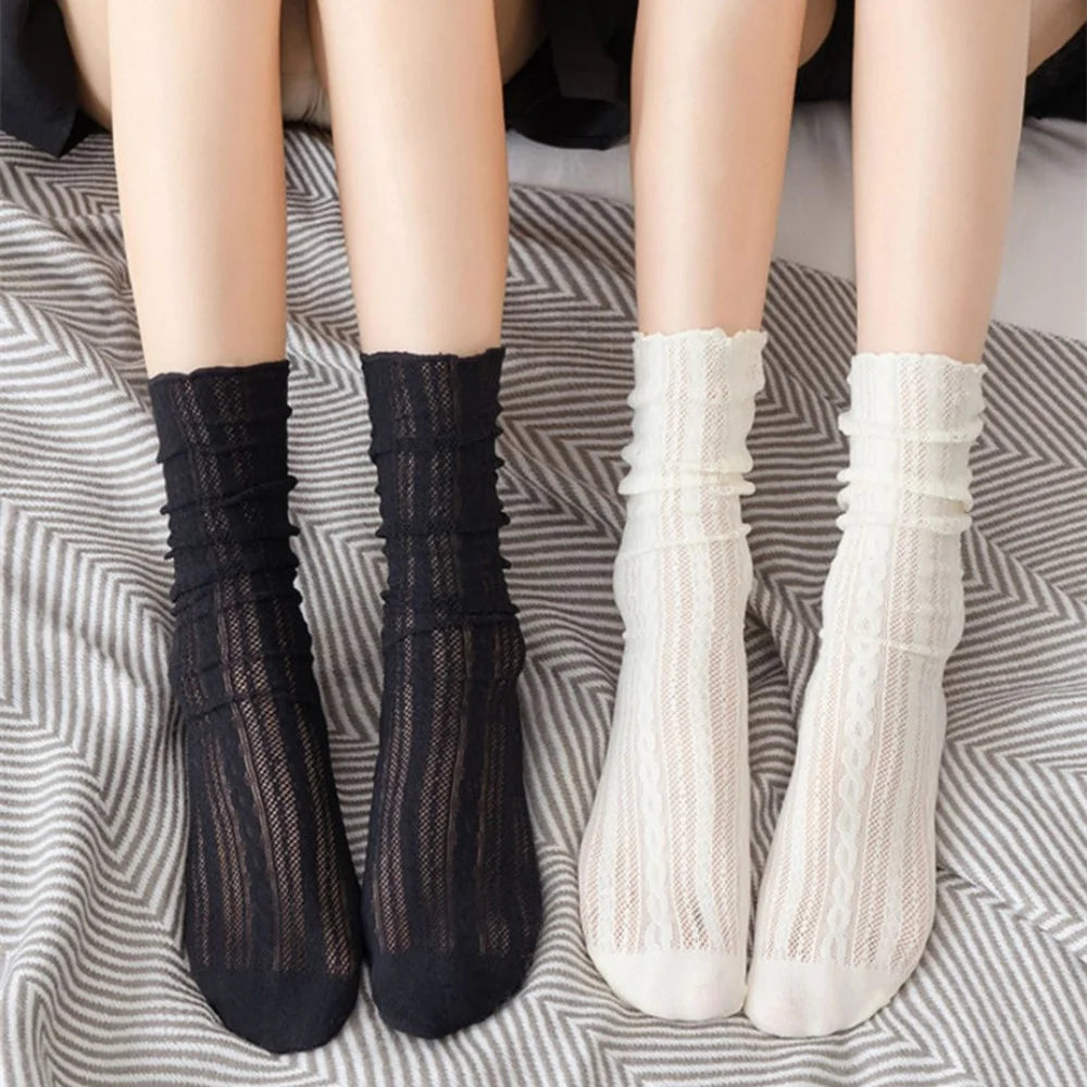 Women's Breathable Long Fashionable Nylon Mesh Socks