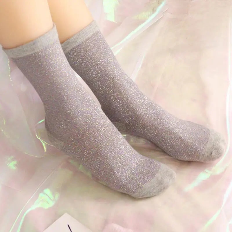 Women's 3 pairs of High Quality Candy Coloured Glitter fashion Socks