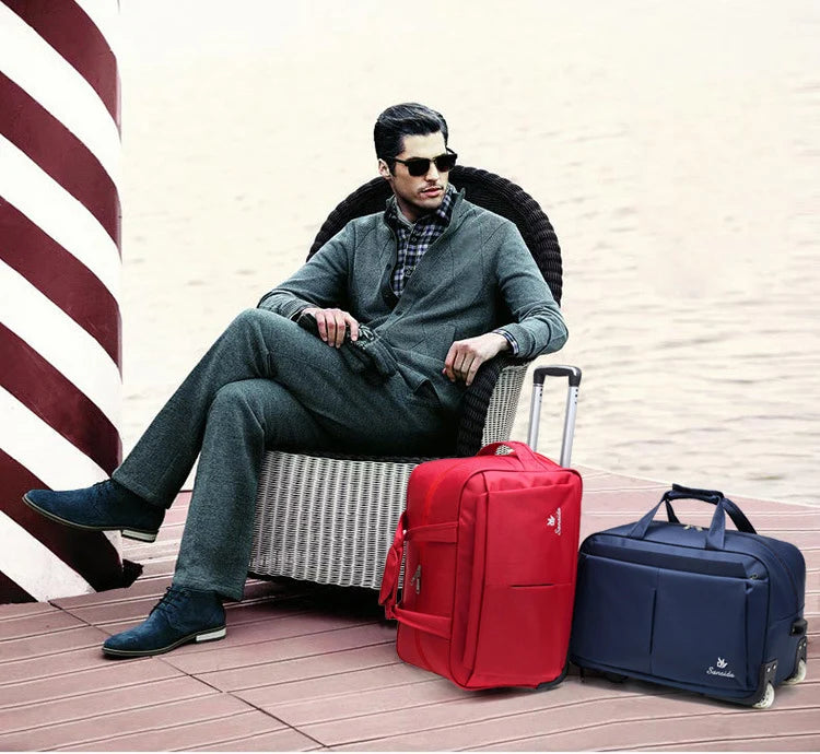 Men's Duffle Travel Bag Trolley Suitcase with Wheels