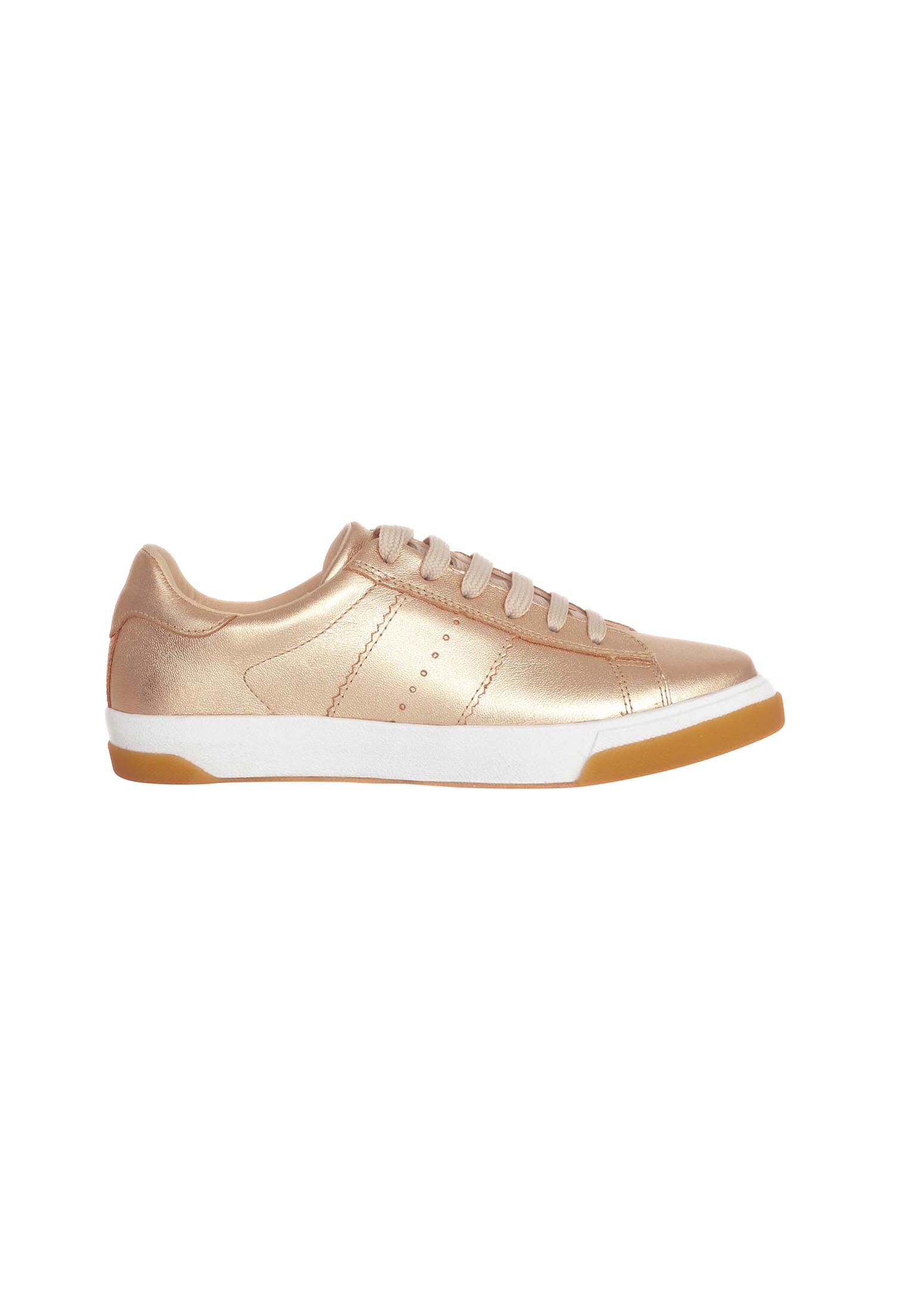 Women's Metallic Golden Leather Sneakers.