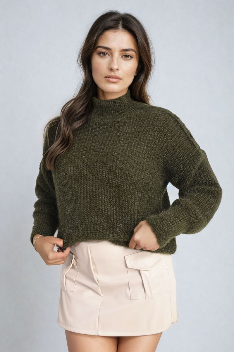 Women's Buttons Long Sleeves Chunky Knit Top