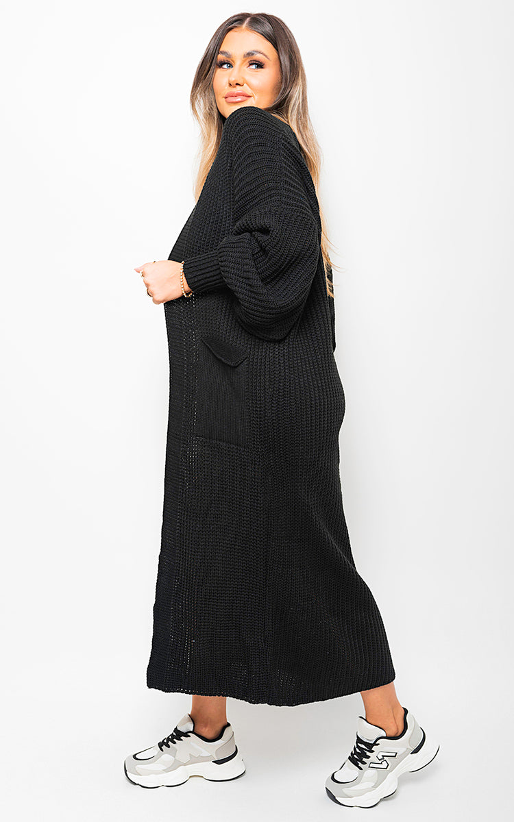 Women's Chunky Knitted Balloon Sleeve Long Maxi Cardigan