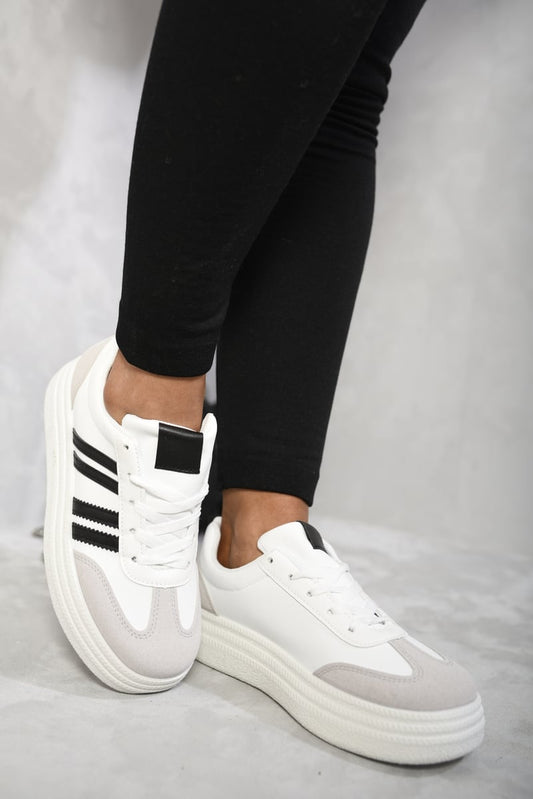 Women's Striped Lace Up Trainers