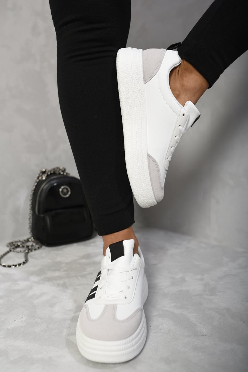 Women's Striped Lace Up Trainers