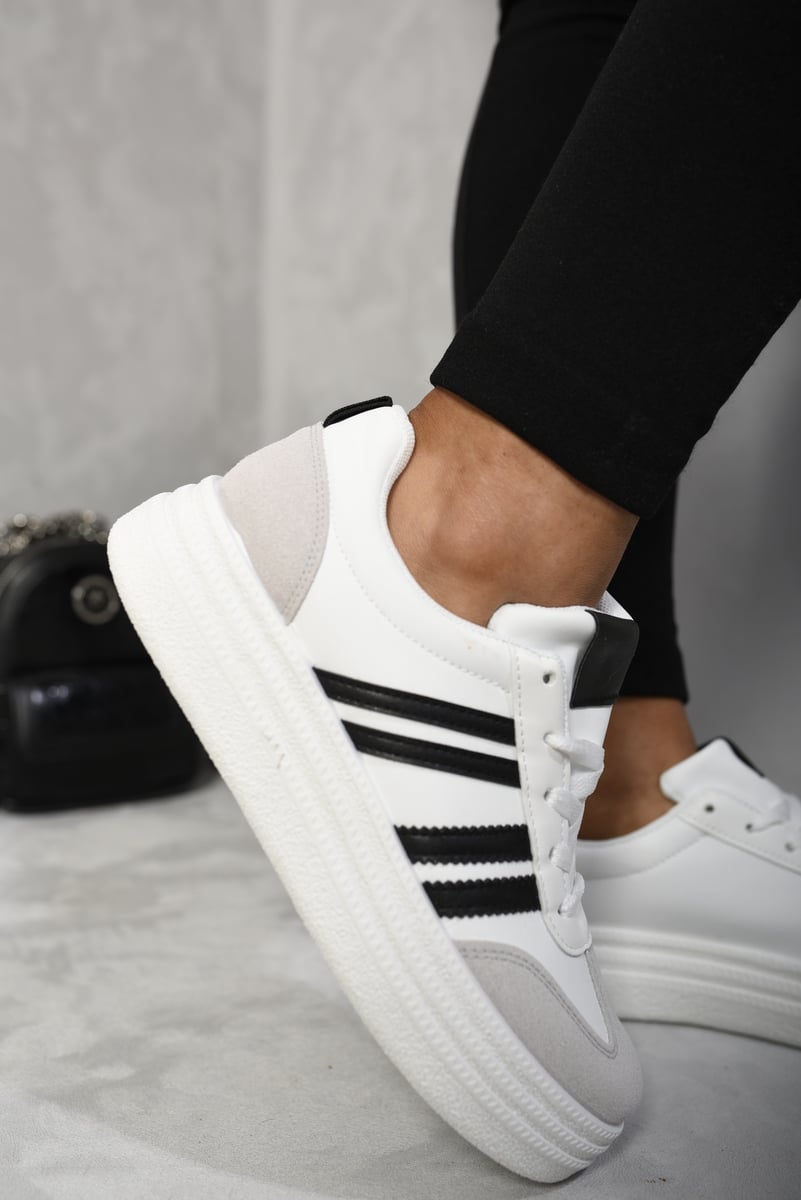 Women's Striped Lace Up Trainers