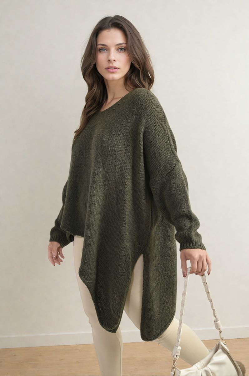 Women's Asymmetric Oversized Knitted Jumper