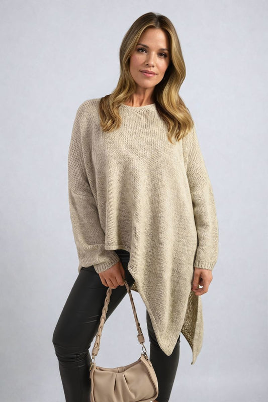 Women's Asymmetric Oversized Knitted Jumper