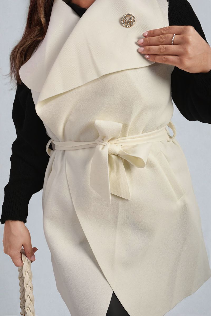 Women's Wide Lapel Sleeveless Belted Jacket