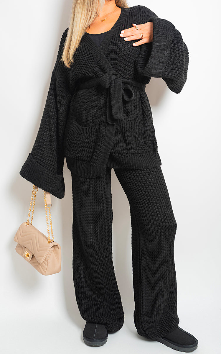 Woman's Belted Pocket Knit Co-ord Set